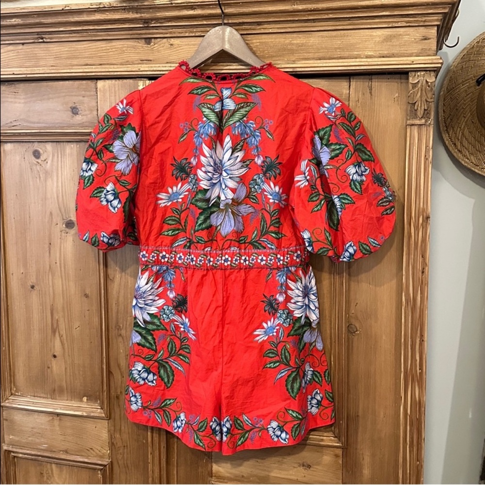 FARM Rio Red Floral Puff-Sleeve Romper - Picture 7 of 9
